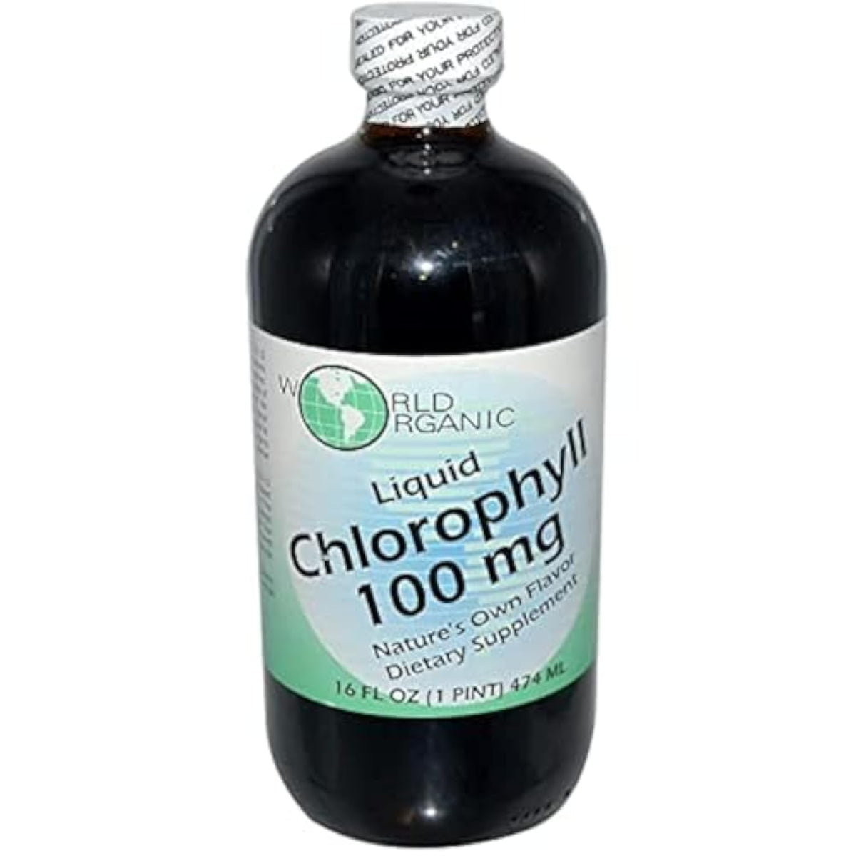 World Organics Organic Chlorophyll Liquid bottle with vibrant green hue for everyday use in drinks