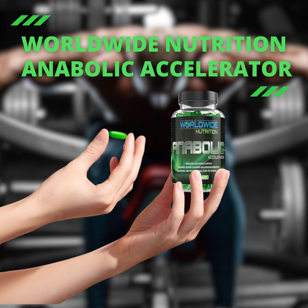 Worldwide Nutrition Anabolic Accelerator bottle pour ready for pre- or post-workout use