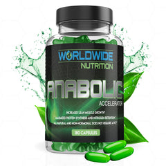Worldwide Nutrition Anabolic Accelerator bottle supports daily energy for workouts