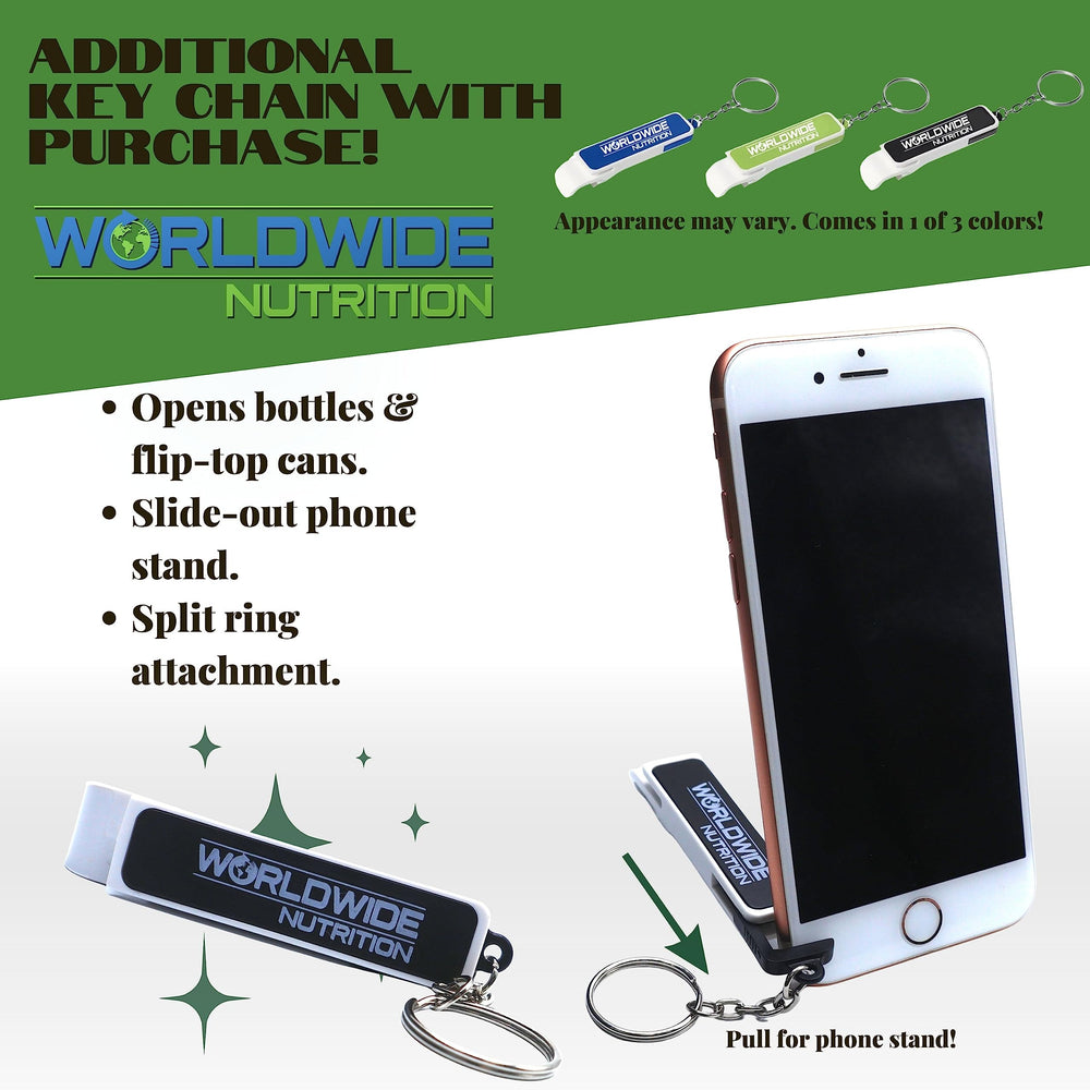 Worldwide Nutrition green powder designed for on-the-go nutrition and workouts.