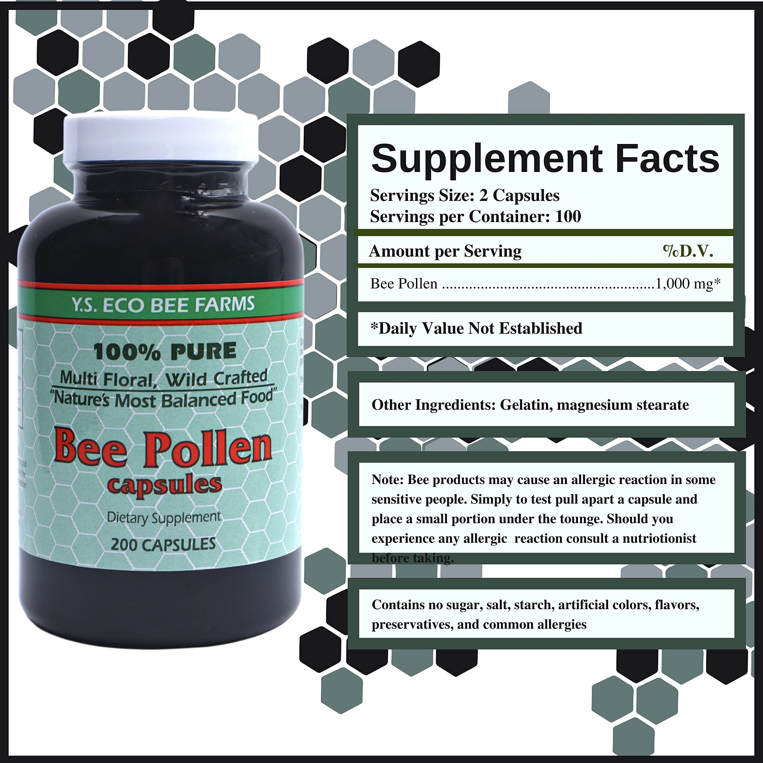Worldwide Nutrition organic bee pollen capsules close-up emphasizing organic ingredients and protein support