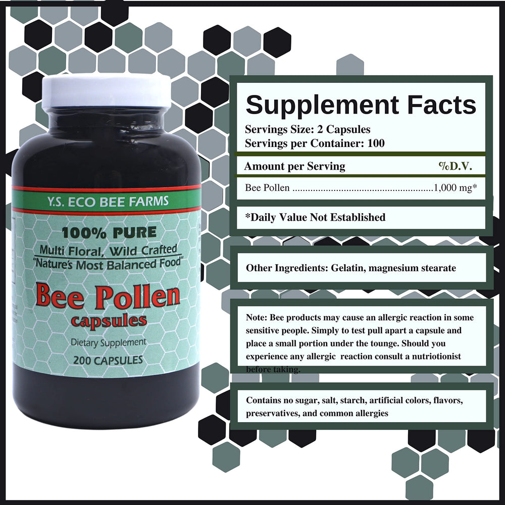 Worldwide Nutrition organic bee pollen capsules close-up emphasizing organic ingredients and protein support