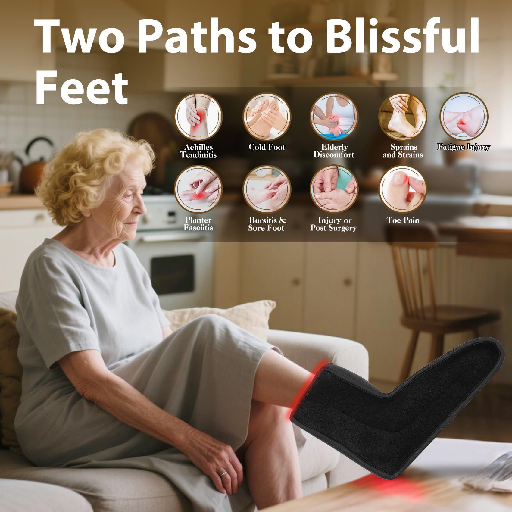 WOUDY red light coverage around the foot for uniform treatment