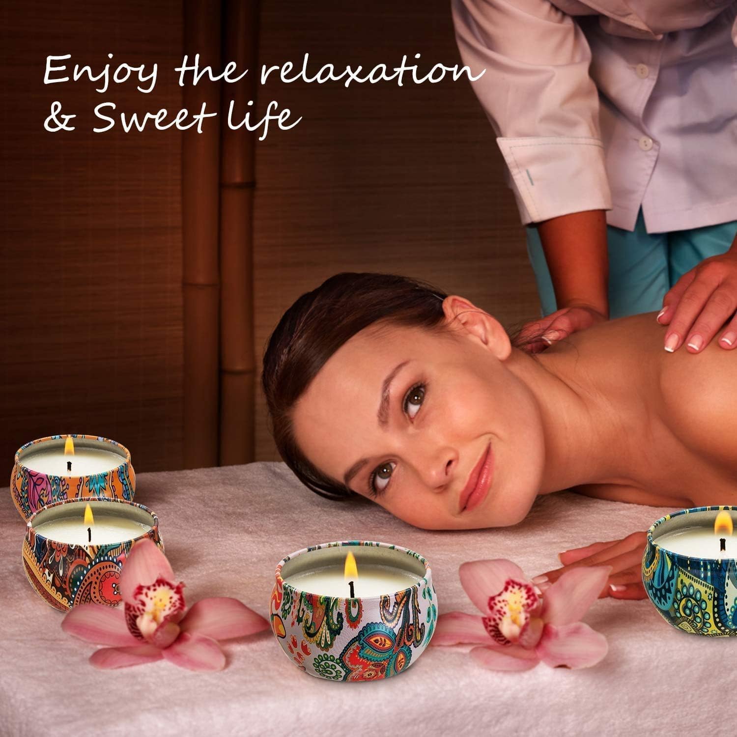 WPONSZU Lavender candle promotes relaxation during baths or workouts.