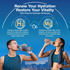 WRAERC hydrogen tablets being added to water to activate the infusion