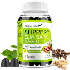 Wriayrui Slippery Elm Gummies bottle-front view for throat and gut support.