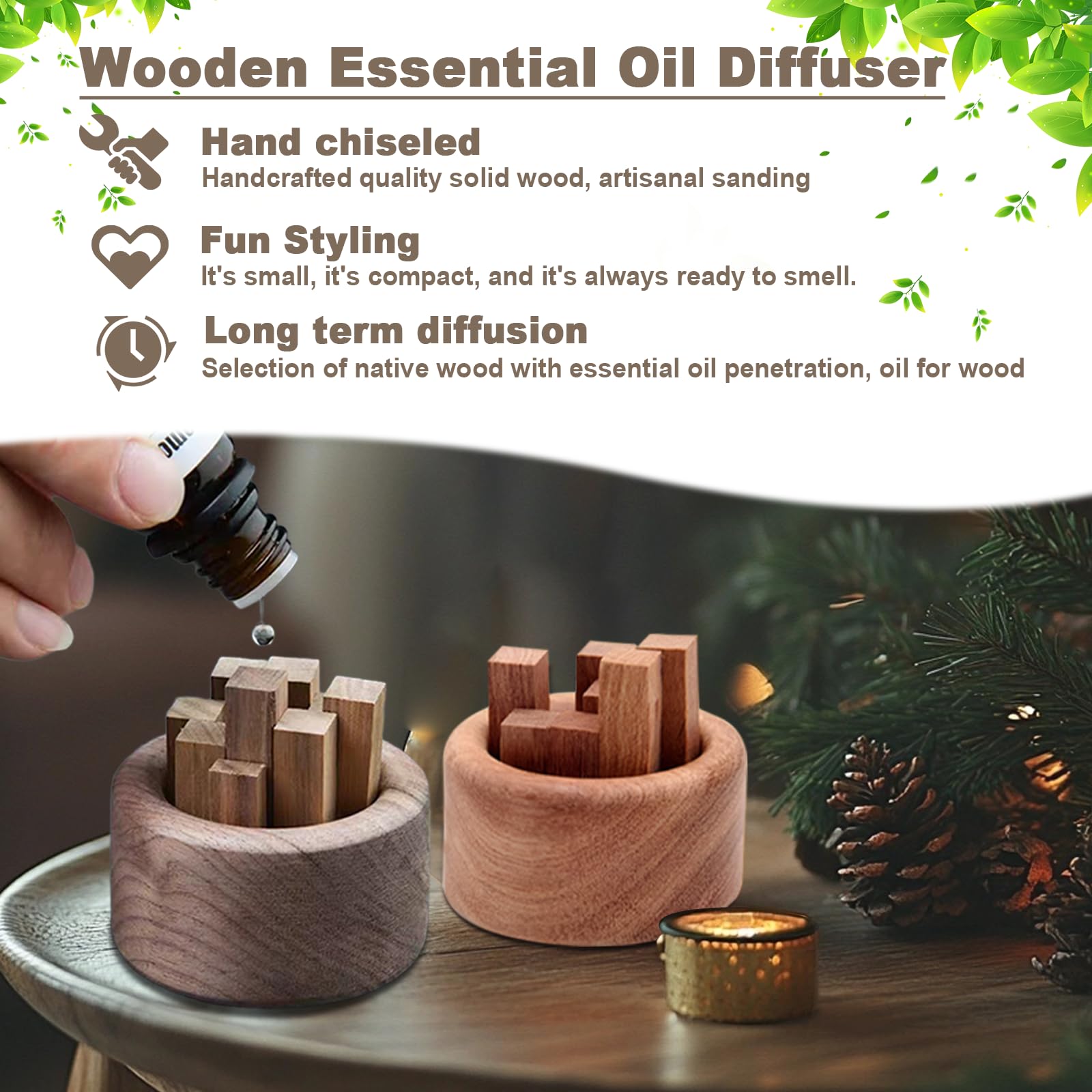 Wshxjzyay diffuser uses natural beech and walnut for eco-friendly diffusion