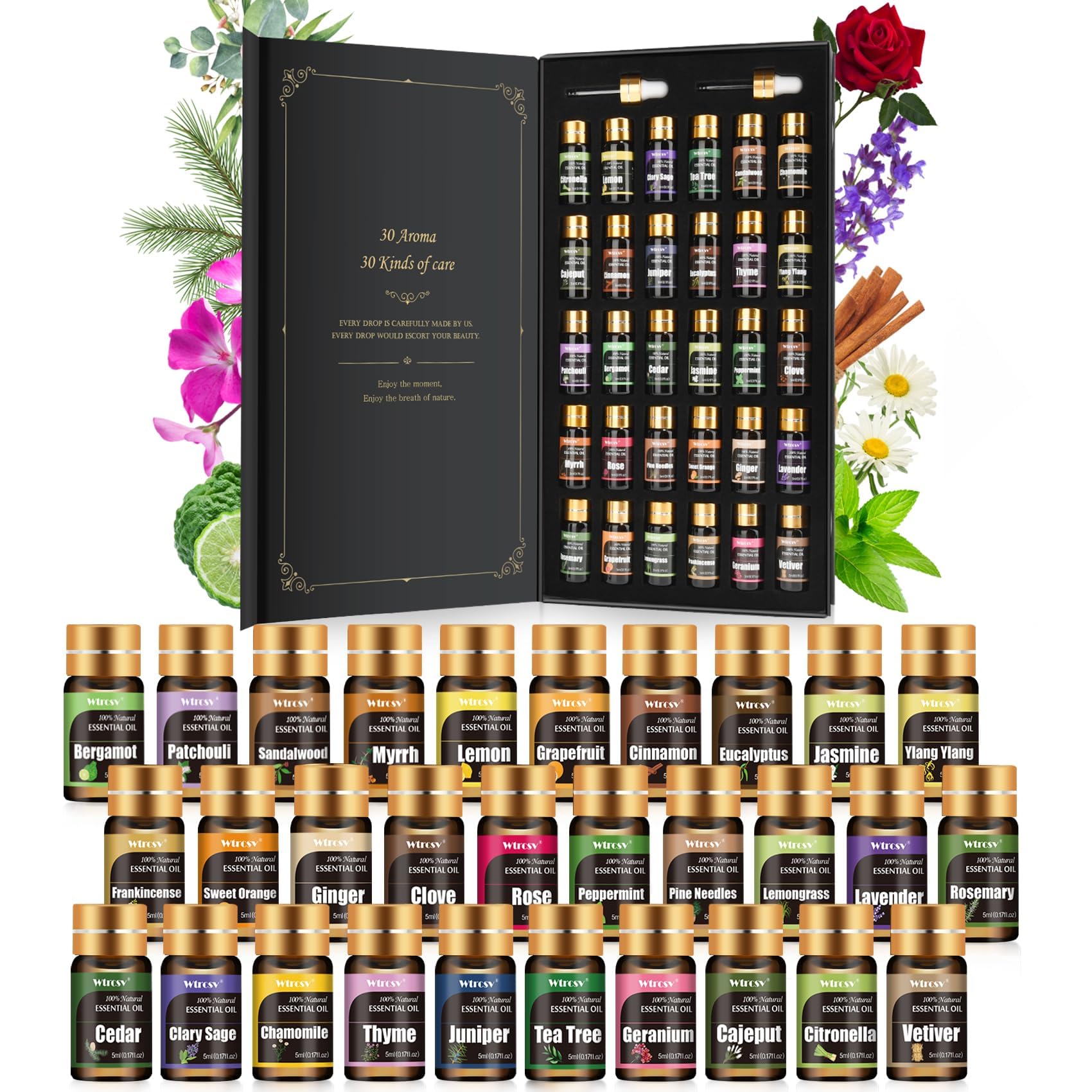 Wtrcsv essential oils gift box viewed from above, ideal for gifting aromatherapy.
