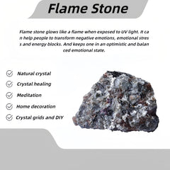 Two raw flame stone crystals glow softly, supporting calm during yoga.