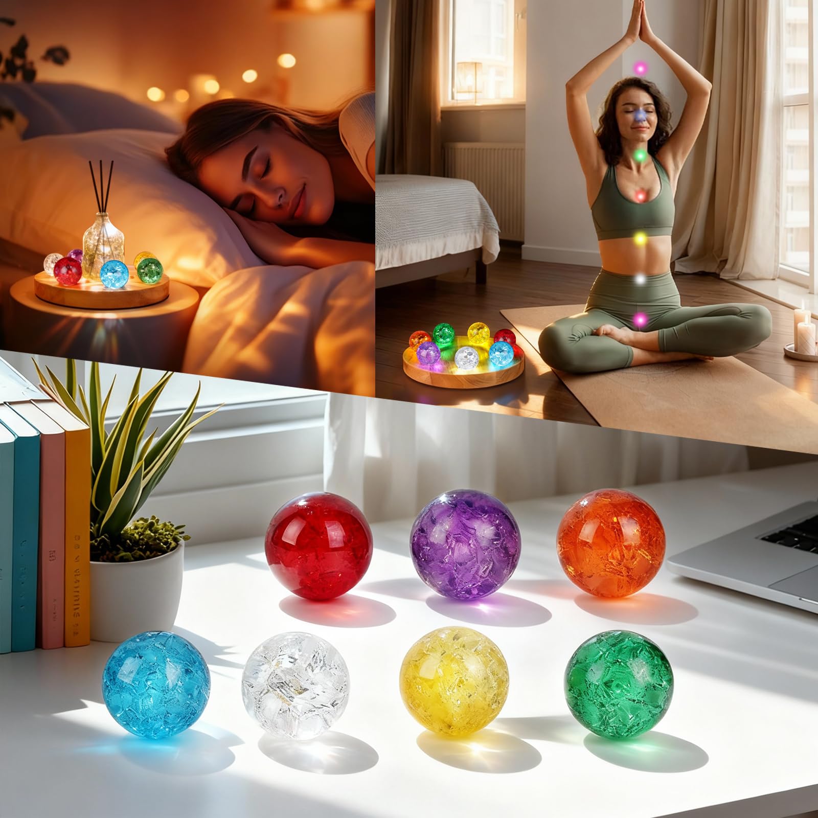 Wulqiiy blue crystal ball adds serene focus during meditation.