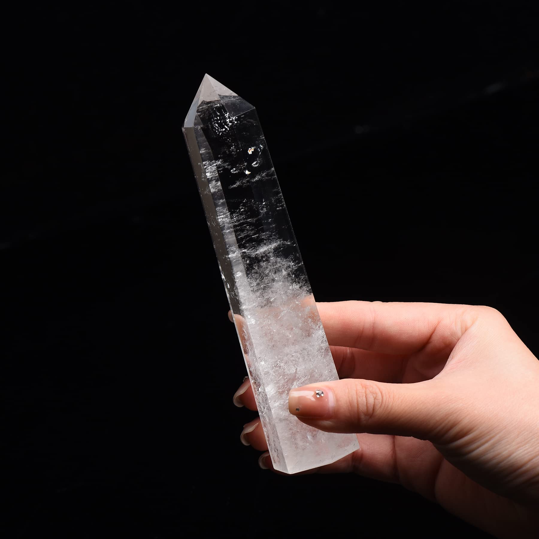 WUYOUSHI large clear quartz tower spire for energy focus and meditation.