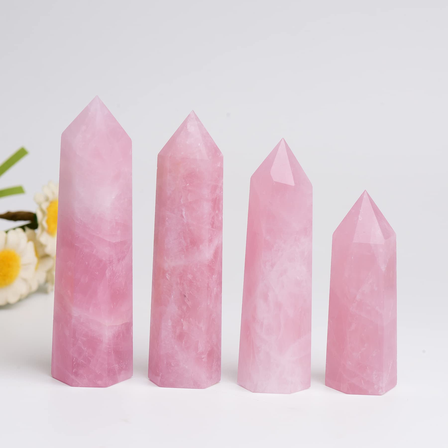 WUYOUSHI Rose Quartz Tower handheld gem for soothing energy during meditation