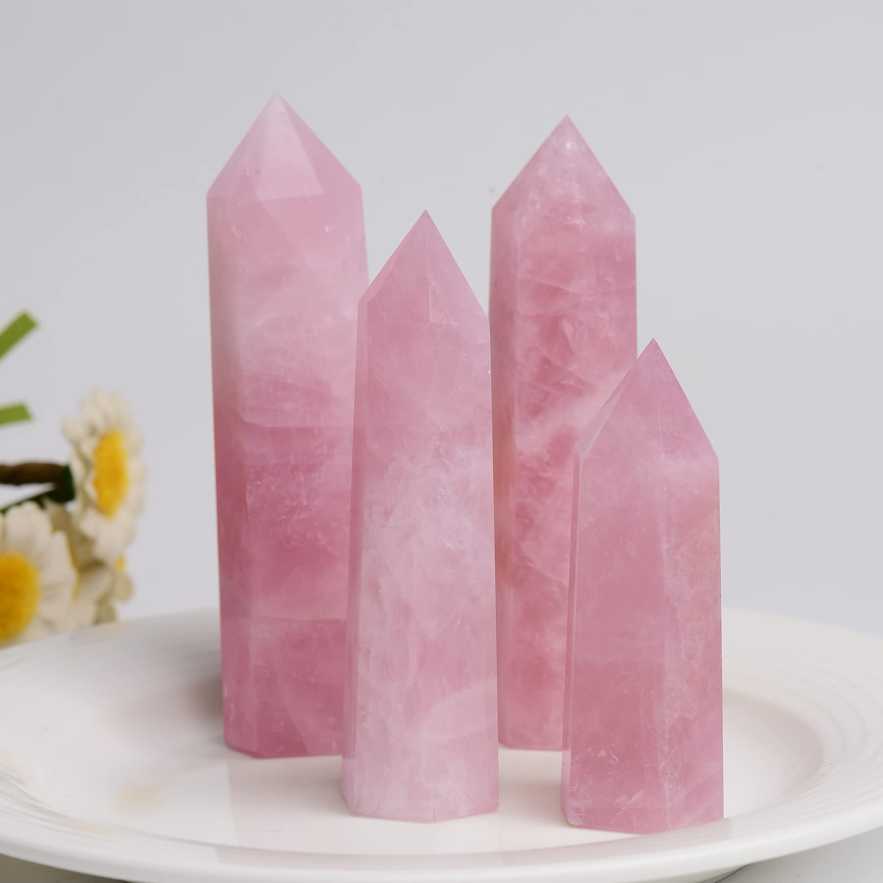 WUYOUSHI Rose Quartz Tower crystal sculpture creates calm atmosphere