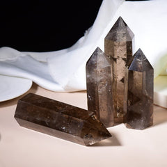 WUYOUSHI smoky quartz 6-faceted point underscores chakra alignment potential