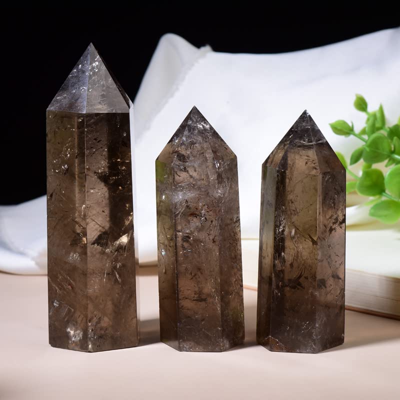 WUYOUSHI smoky quartz tower supports meditation and energy work in quiet spaces