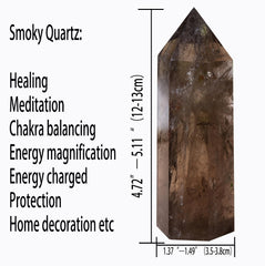 WUYOUSHI smoky quartz tower spire close-up highlighting polished surface for focus