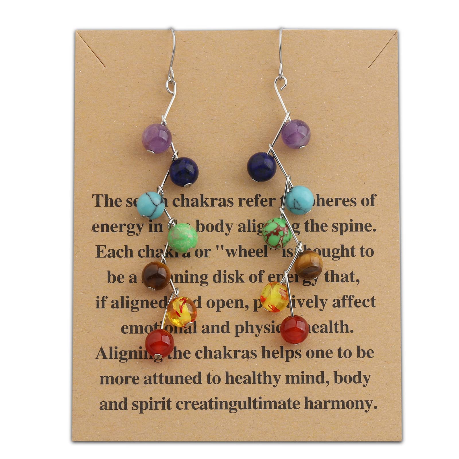 WUSUANED 7 chakras earrings with seven crystal stones for balanced energy and everyday style.