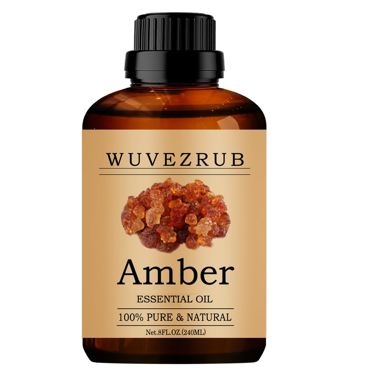 Wuvezrub Amber Essential Oil bottle close-up for aromatherapy diffusion