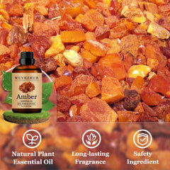 Wuvezrub amber essential oil with candle context for subtle evening scent.