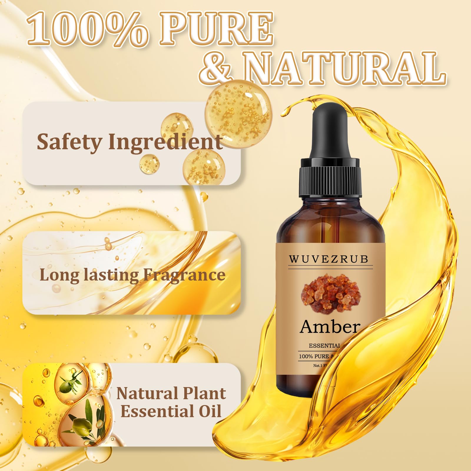 Wuvezrub Amber Oil dropper close-up for precise dosing