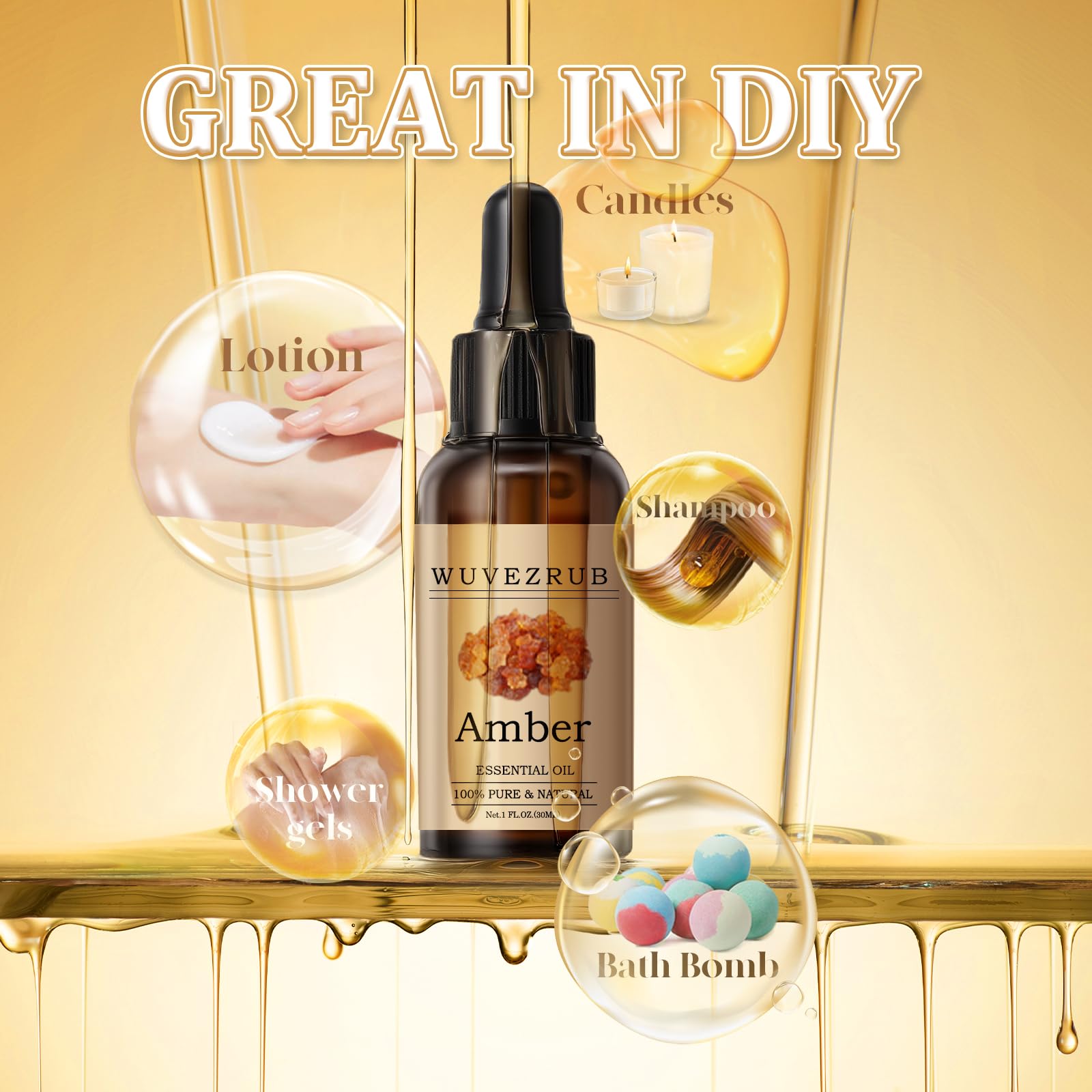 Wuvezrub Amber Essential Oil blends well in candles or soaps