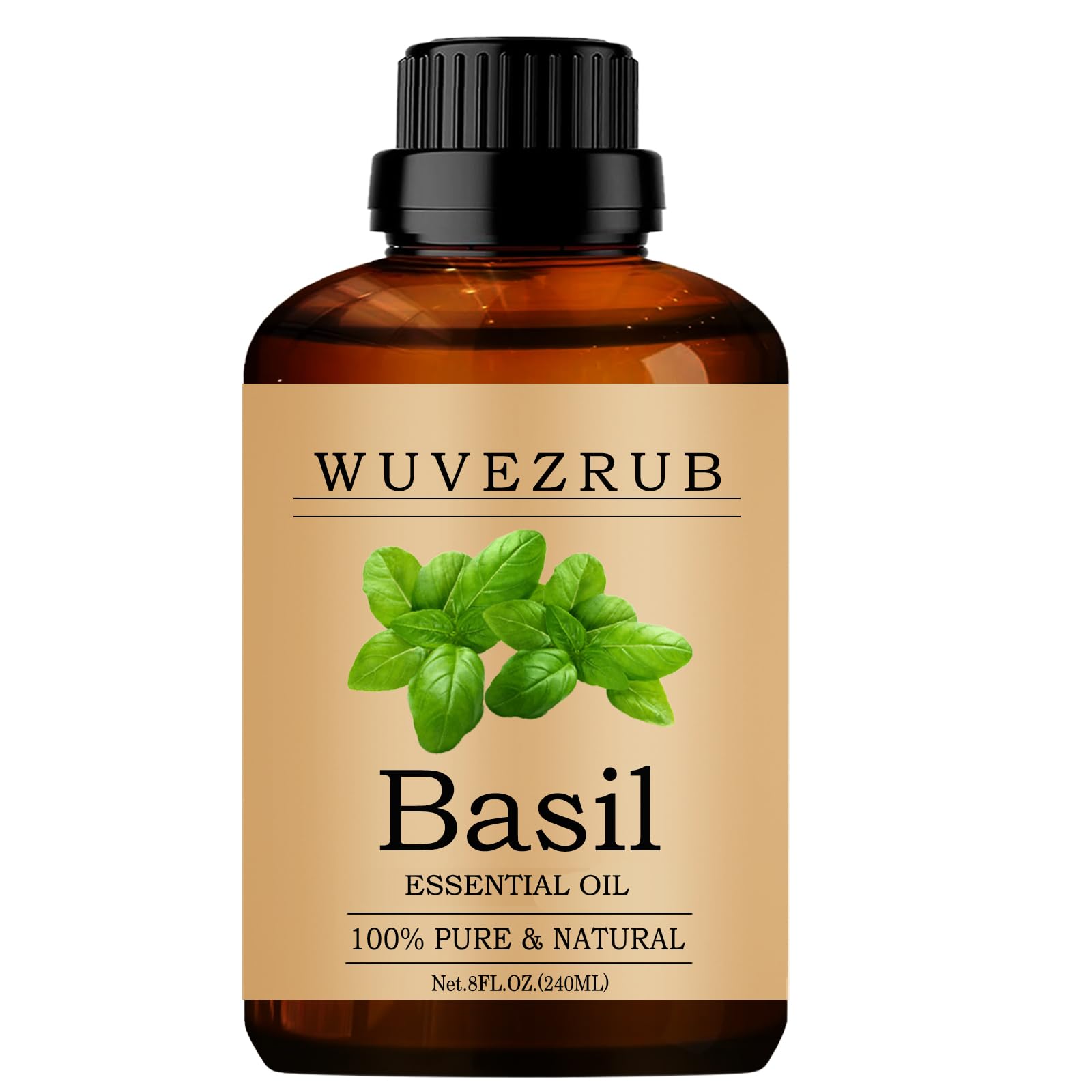 Wuvezrub Basil Essential Oil bottle ready for diffuser use with pure aroma.
