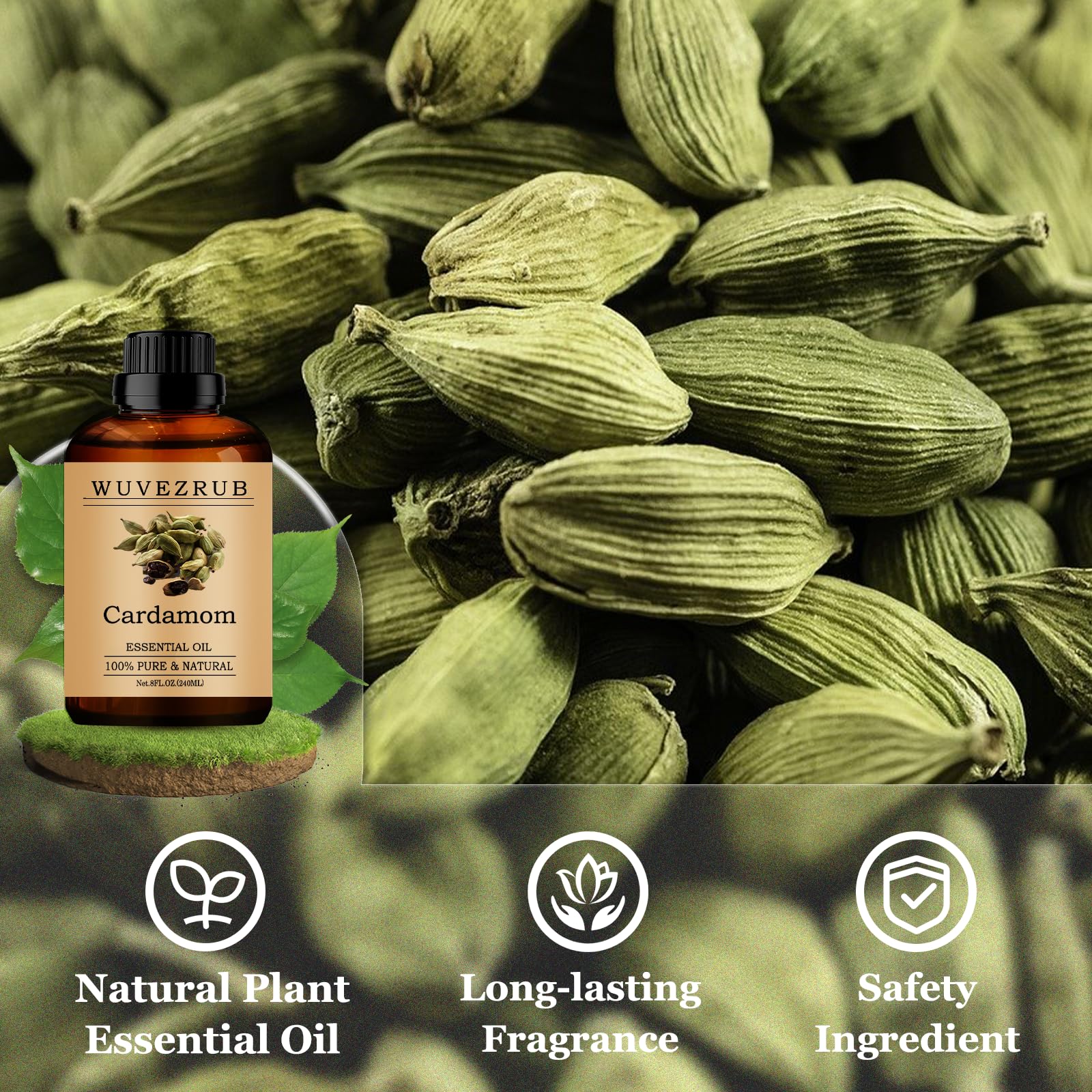Wuvezrub Cardamom oil added to candles for lasting fragrance.