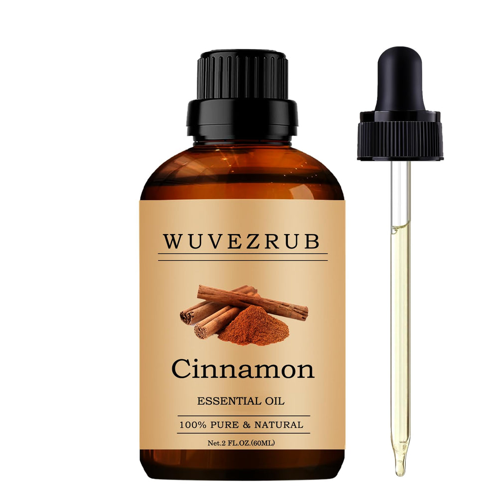 Wuvezrub Cinnamon Essential Oil bottle 60ml for pure aroma diffusion.
