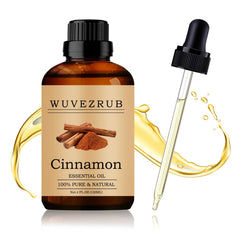 Wuvezrub Cinnamon Essential Oil bottle with pour spout for easy aroma diffusion.