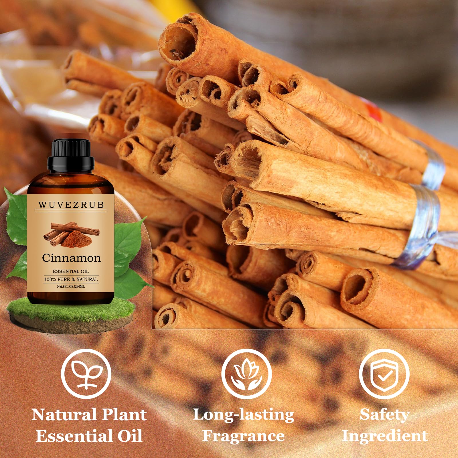 Wuvezrub Cinnamon essential oil for skin care when diluted with carrier oil.