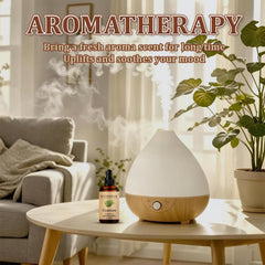 Wuvezrub Cypress Oil bottle beside a diffuser showing aromatherapy setup.