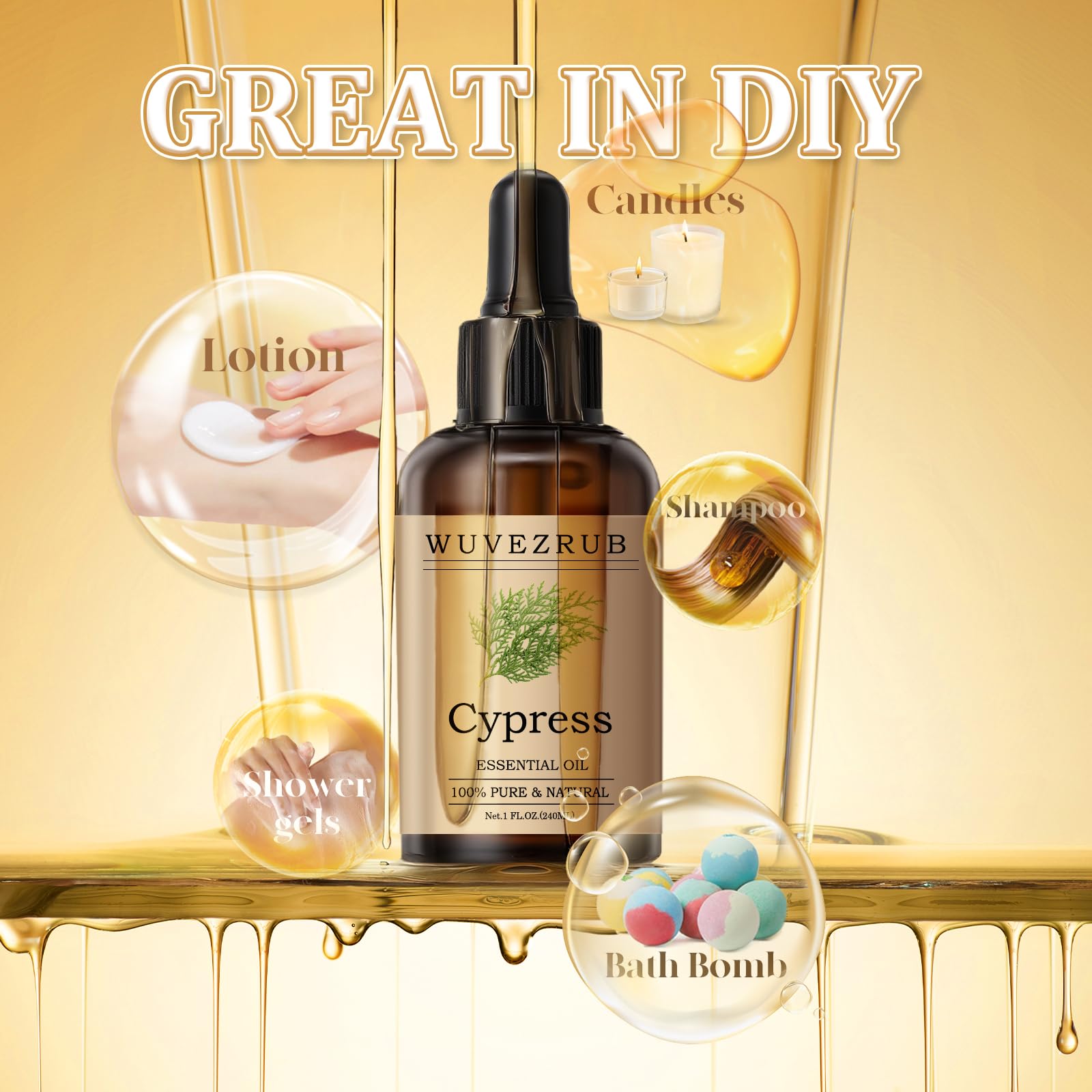 Wuvezrub Cypress oil for skin care requires dilution and patch testing