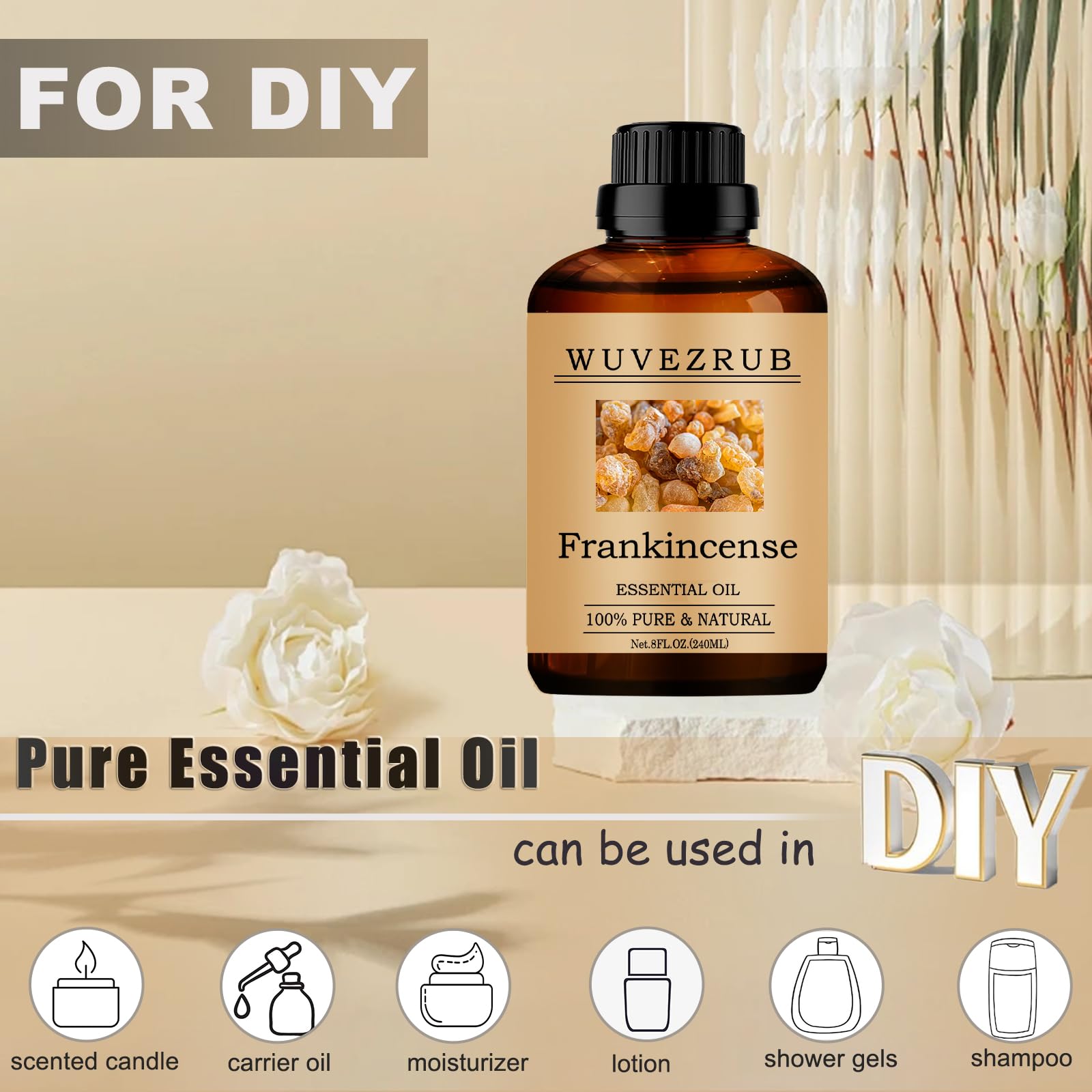 Wuvezrub Frankincense cap closeup highlights the pure formula.
