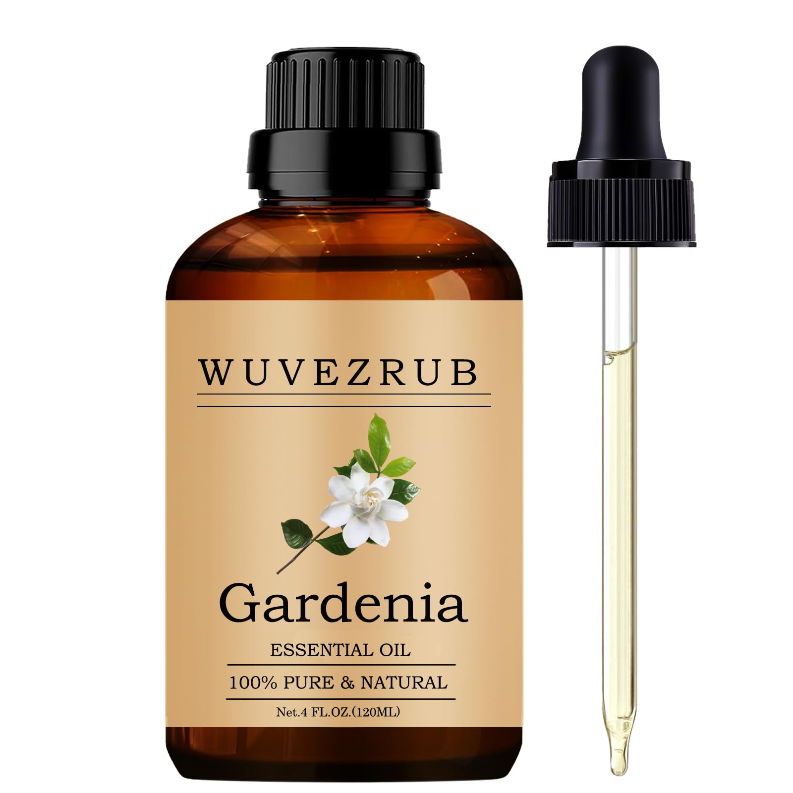 Wuvezrub Gardenia essential oil bottle for aromatherapy and diffusers.