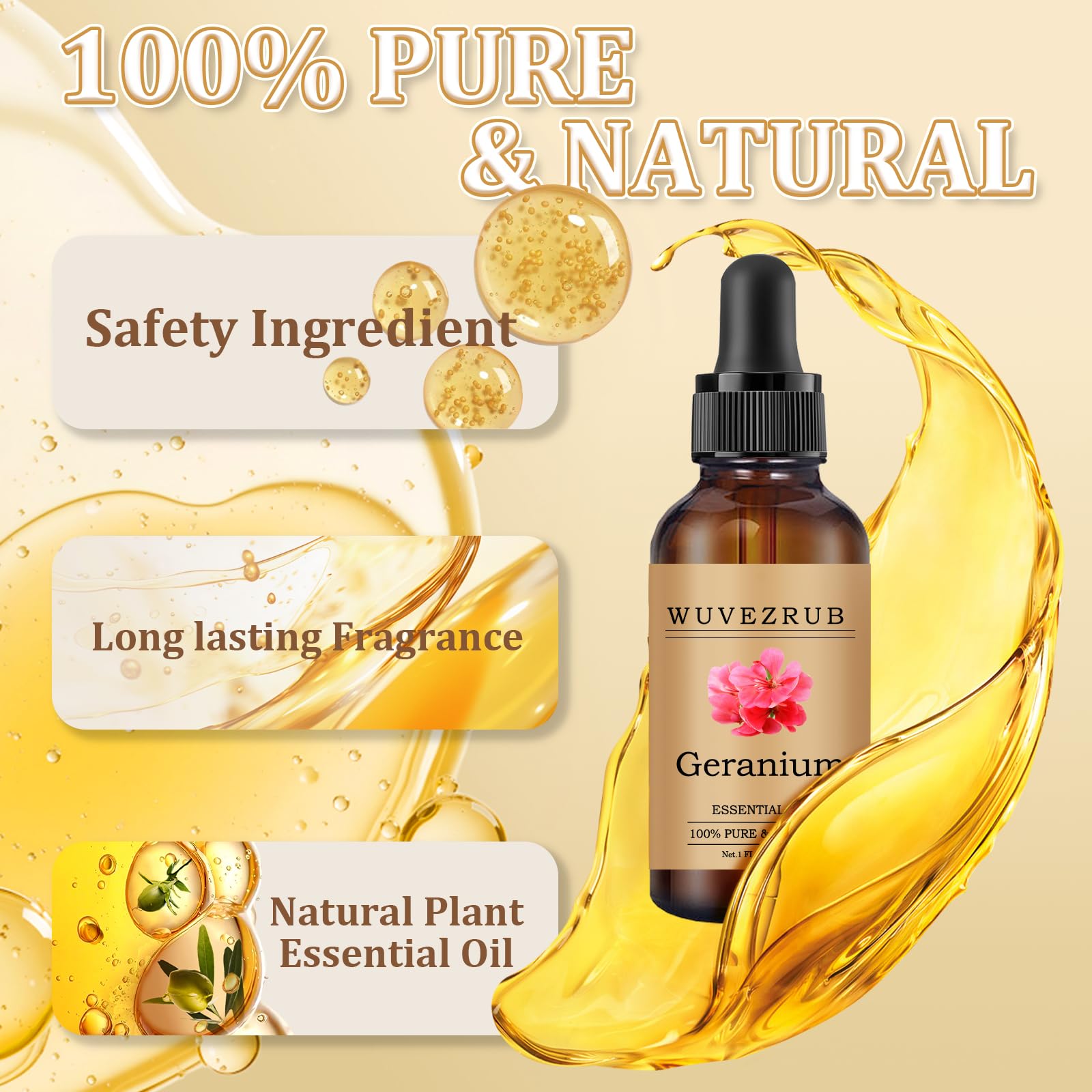 Wuvezrub Geranium oil diffuser scene with soft lighting and ambiance.