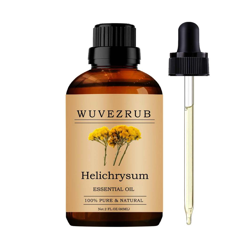 Wuvezrub Helichrysum oil bottle for aromatherapy and diffuser use.
