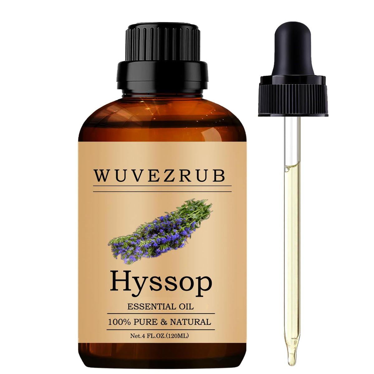 Wuvezrub Hyssop oil bottle 120ml ready for aromatherapy.