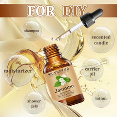 Wuvezrub Jasmine oil diffuser usage showing 5-8 drops for room scent