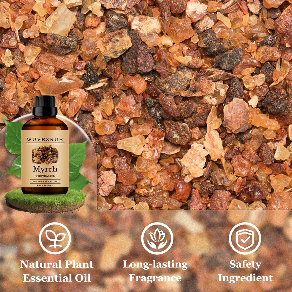 Wuvezrub Myrrh essential oil used in candle fragrance projects.