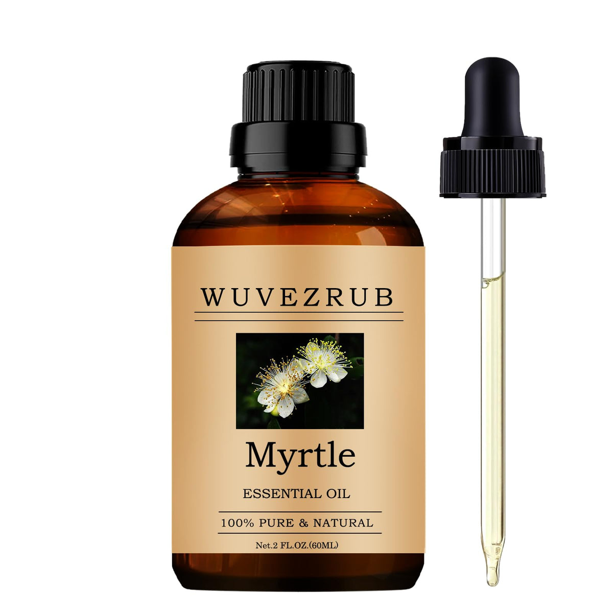 Wuvezrub Myrtle essential oil bottle ready for diffuser aromatherapy.