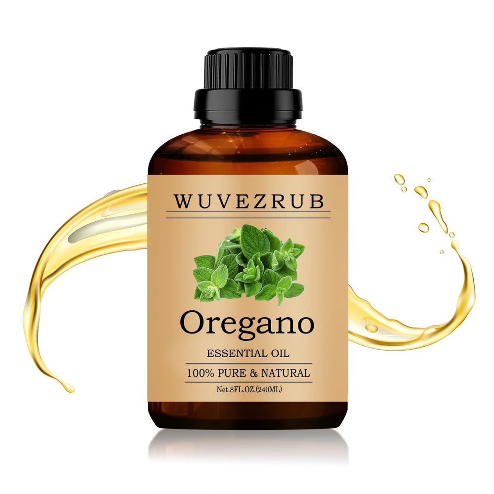 Wuvezrub oregano oil 240ml bottle showcases a pure steam-distilled formula for aromatherapy.