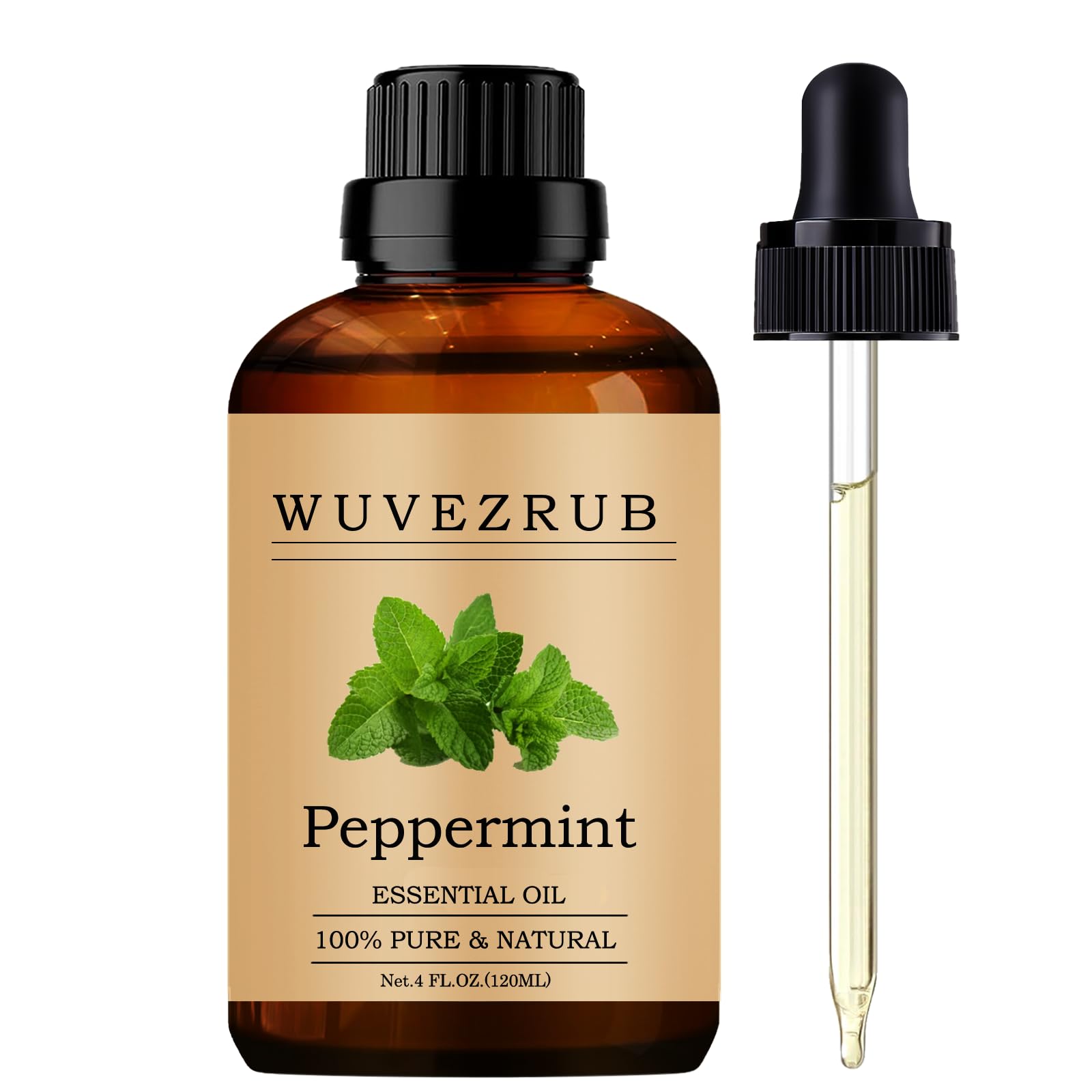 Wuvezrub peppermint oil bottle 120ml for diffuser aromatherapy and DIY scent projects.