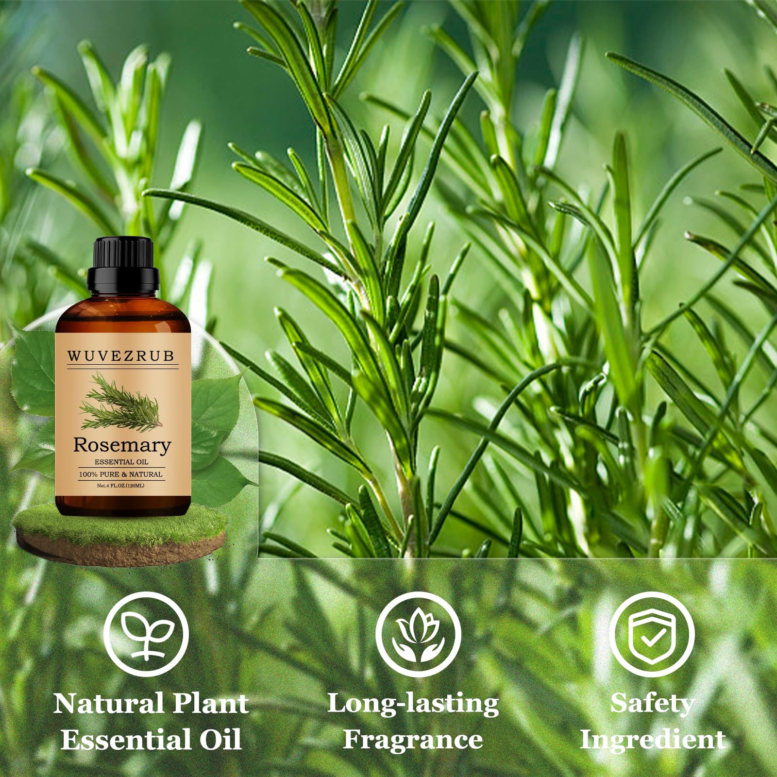 Wuvezrub rosemary oil added to candles for lasting fragrance.
