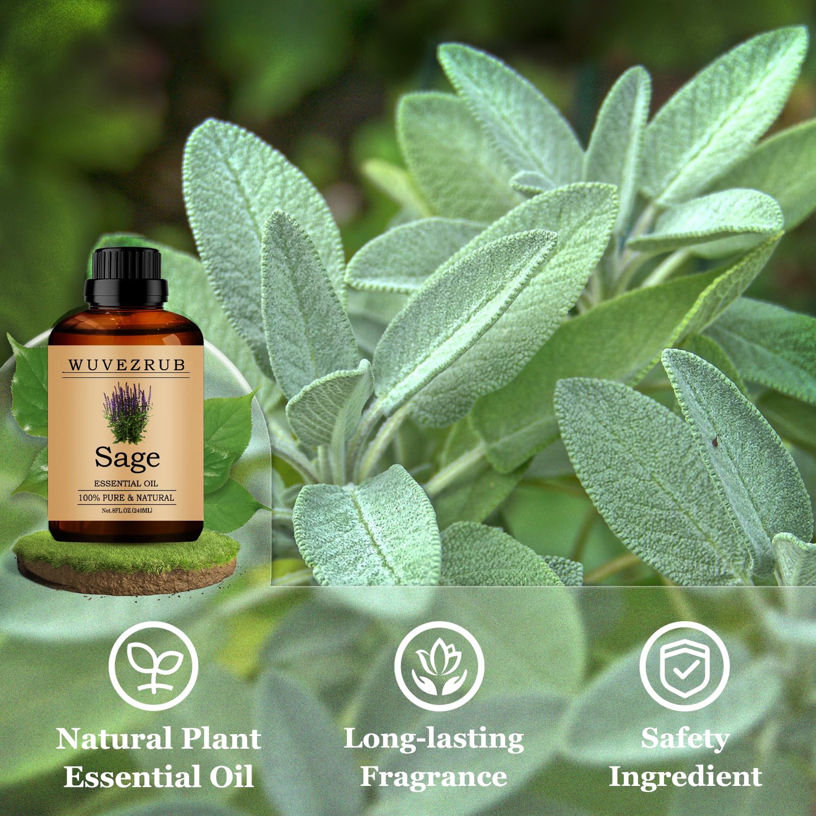 Wuvezrub sage essential oil for candle fragrance and DIY projects.
