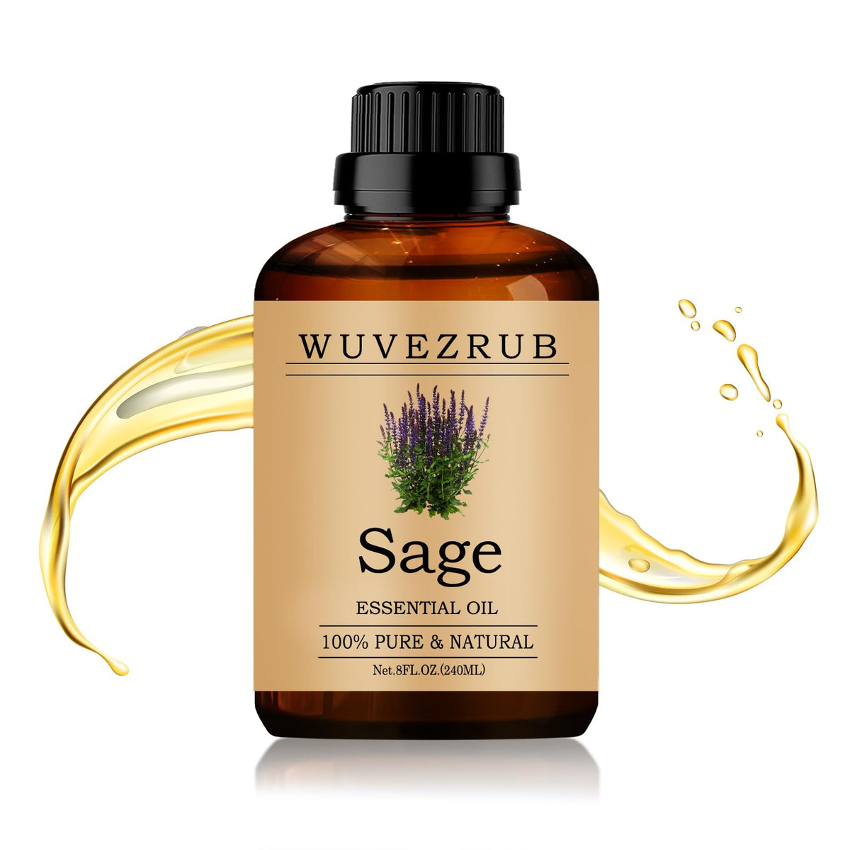 Wuvezrub Sage Essential Oil bottle showing purity and aroma ready for diffusion