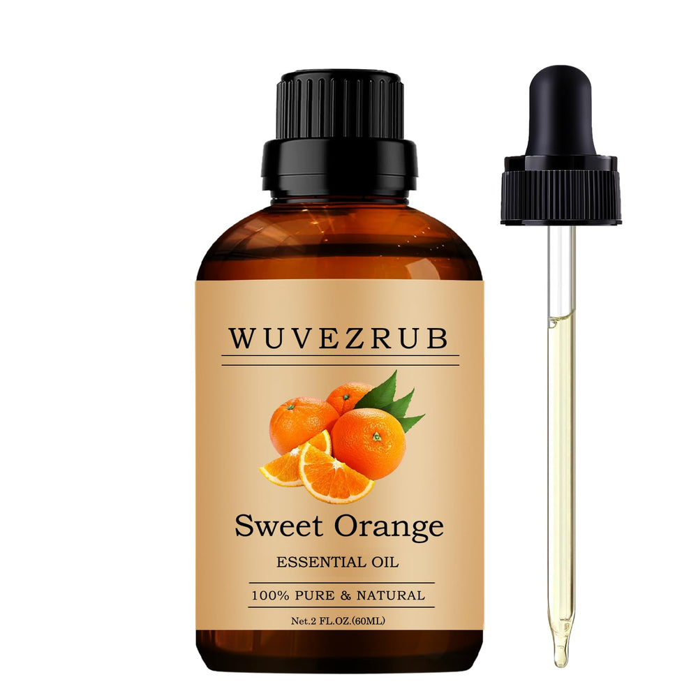 Wuvezrub Sweet Orange oil bottle ready for diffuser use and aroma benefits