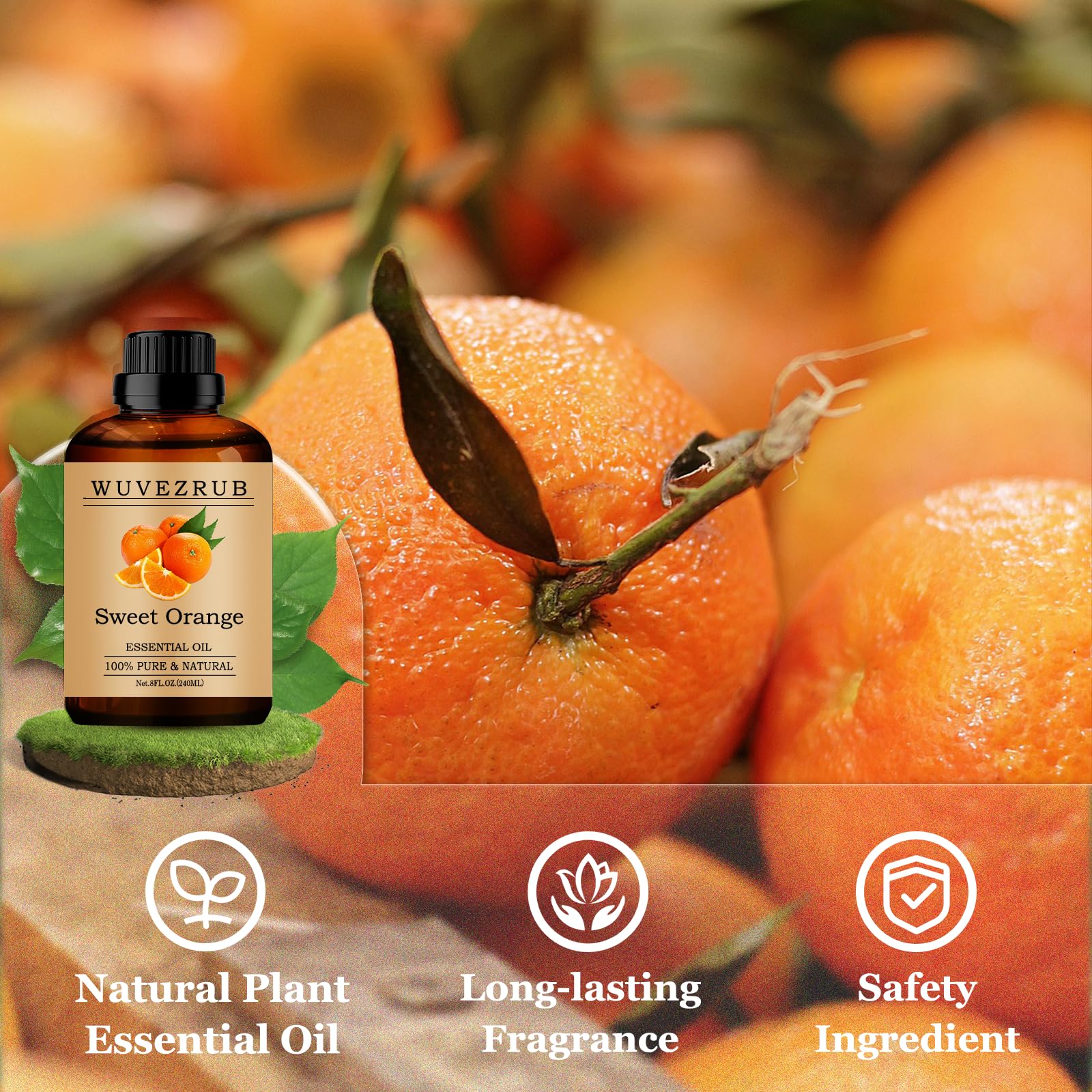 Wuvezrub Sweet Orange oil for DIY candles with lasting citrus notes.
