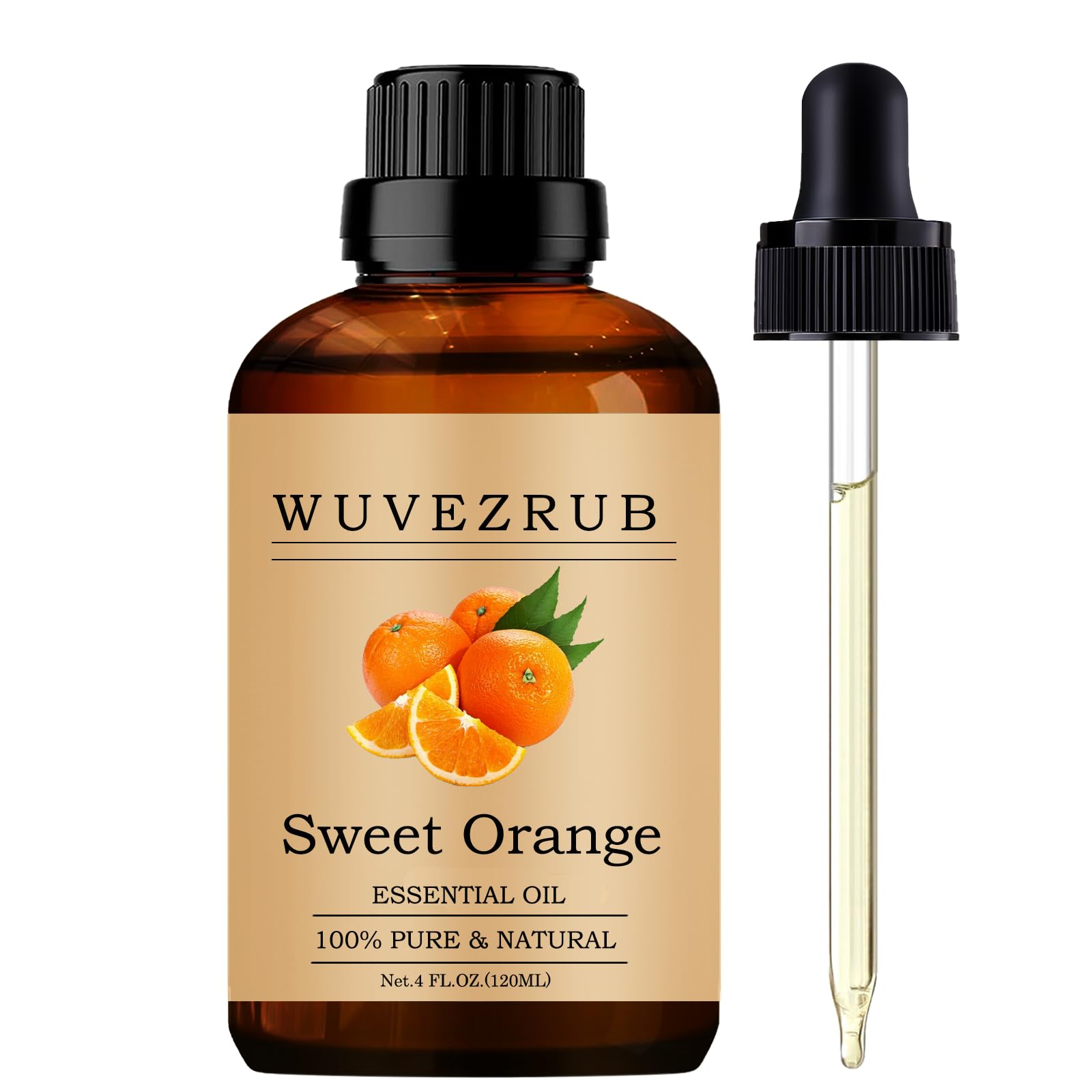 Wuvezrub Sweet Orange essential oil bottle for diffusion and aromatherapy
