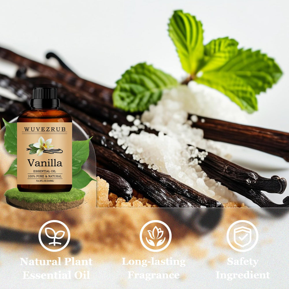 Wuvezrub vanilla aroma enhances candles, soaps, and lotions with lasting fragrance.