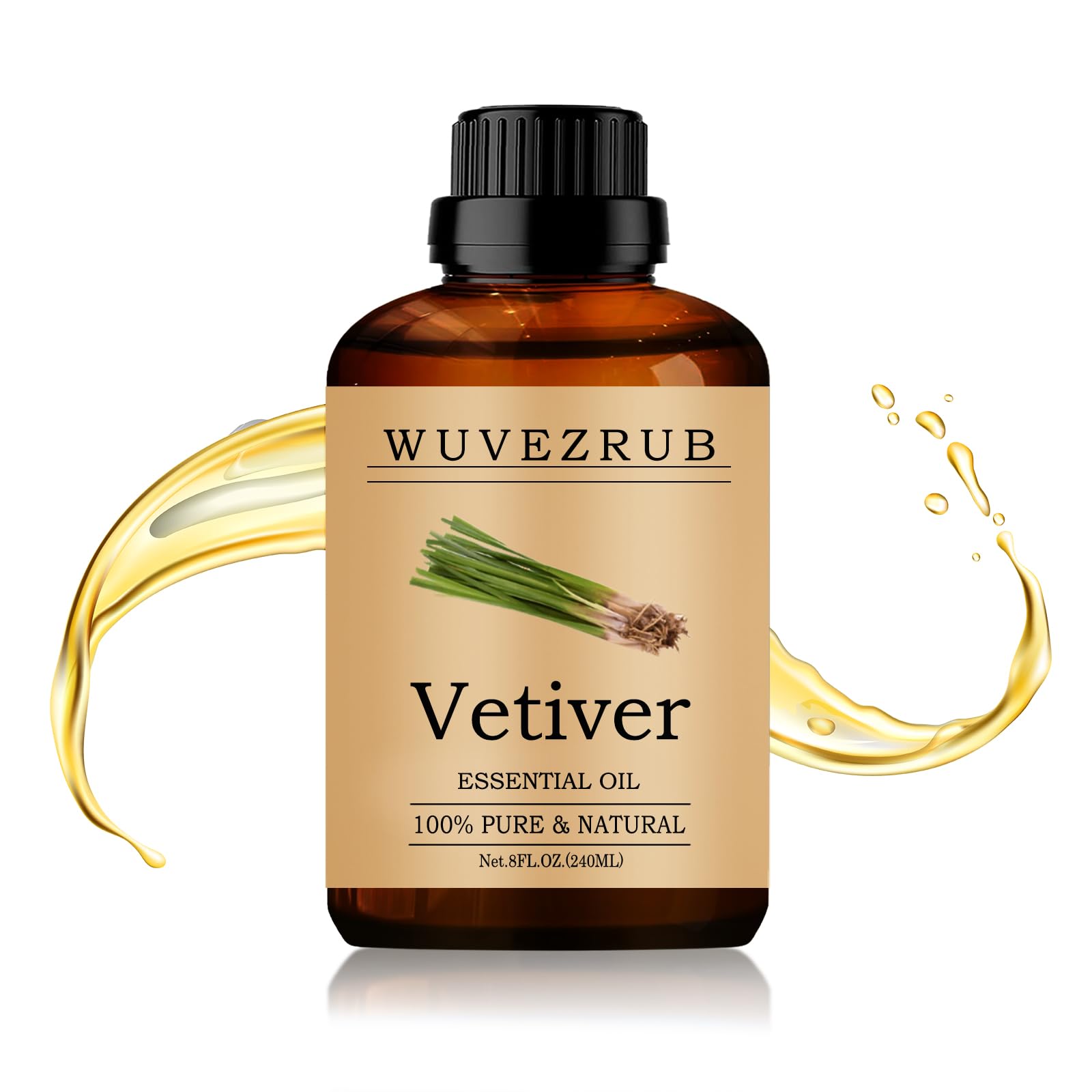 Wuvezrub Vetiver oil bottle with pour spout for precise aroma control.